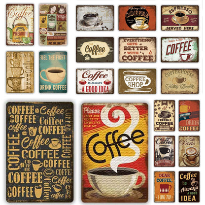 Coffee Shop Vintage Tin Sign | Italian Espresso Retro Metal Sign | Decorative Café Plaque For Kitchen Living Room Coffee Bar Decor