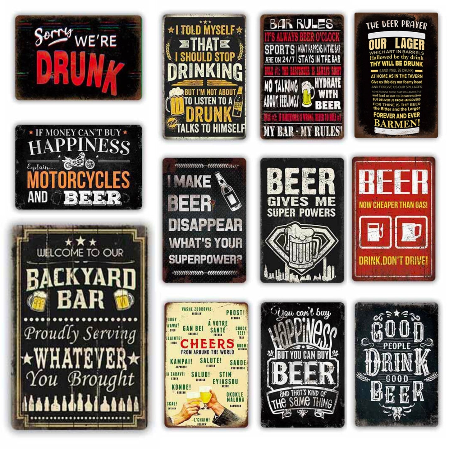 Funny Drinking Metal Sign Print | Shabby Chic Vintage Bar Decor For Kitchen Men Cave Garage | Beer Tin Plaque Gift For Friend | Papagaio Studio Etsy Shop