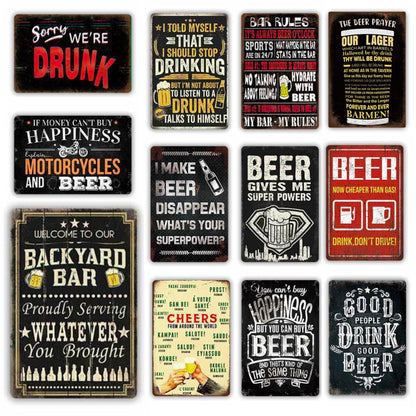Funny Drinking Metal Sign Print | Shabby Chic Vintage Bar Decor For Kitchen Men Cave Garage | Beer Tin Plaque Gift For Friend | Papagaio Studio Etsy Shop