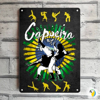 Brazil Capoeira Tin Sign | Afro Brazilian Fight Sport Dance Metal Print | Decorative Wall Hanging For Tropical Shabby Chic Decor | Papagaio Studio Etsy Shop