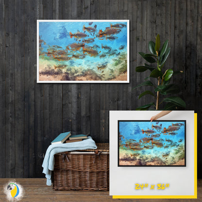 Underwater Impressionist Painting | Bonito Brazil Framed Canvas | Brazilian Wall Art For Coastal & Beach Decor | Ocean Fish Digital Print | Papagaio Studio Etsy Shop
