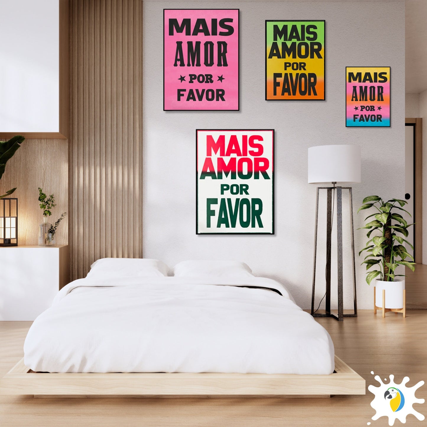 Brazil Lambe-Lambe Street Art Poster | Brazilian Portuguese &quot;Mais Amor Por Favor&quot; High-Quality Canvas Digital Print For Tropical Coastal Beach Decor | Papagaio Studio Etsy Shop