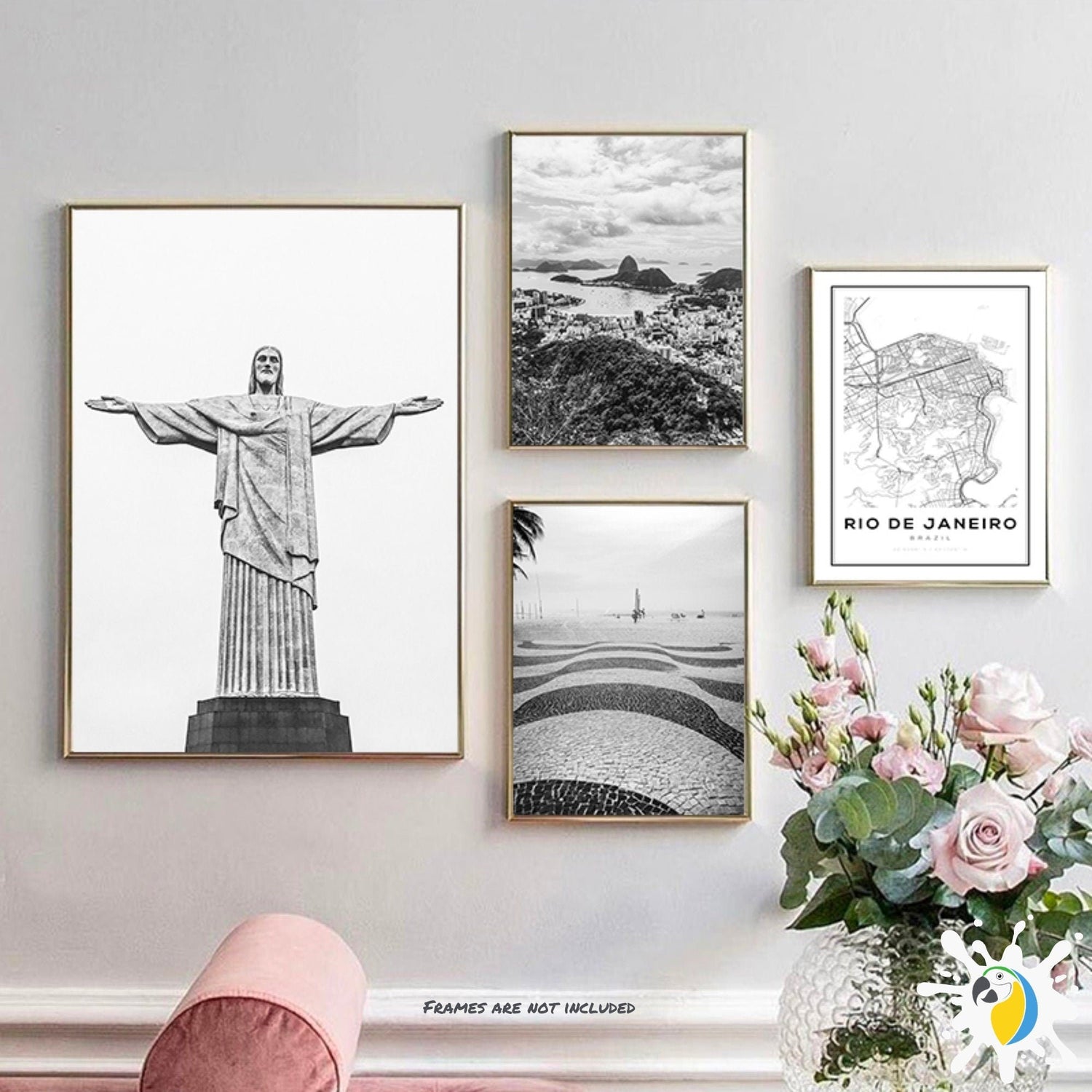 B&W Rio De Janeiro Canvas Poster | Black And White Brazil Beach Print Travel Photography | Brasil Wall Art Decor Gift For Brazilian | Papagaio Studio Etsy Shop