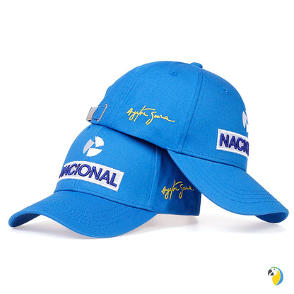 Vintage Ayrton Senna Replica Cap • Banco Nacional Retro Embroidery Logo Iconic Blue Cap • Unisex Adjustable Snapback Dad Hat For F1 Fan • Papagaio Studio Etsy Shop