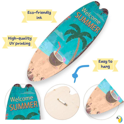 Surfboard Wall Hanging 3-Pack Deal | Summer Surfing Decorative Wood Plaque | Beach & Coastal Welcome Signs Hanger For Porch Outdoor Decor | Papagaio Studio Etsy Shop